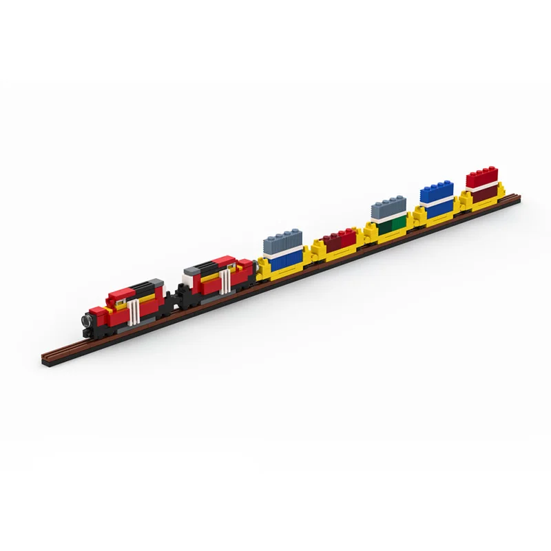 Modelo de carro de cidade moc tijolos de construção micro pilha dupla trem carga tecnologia modular crianças presentes do feriado montar brinquedos terno