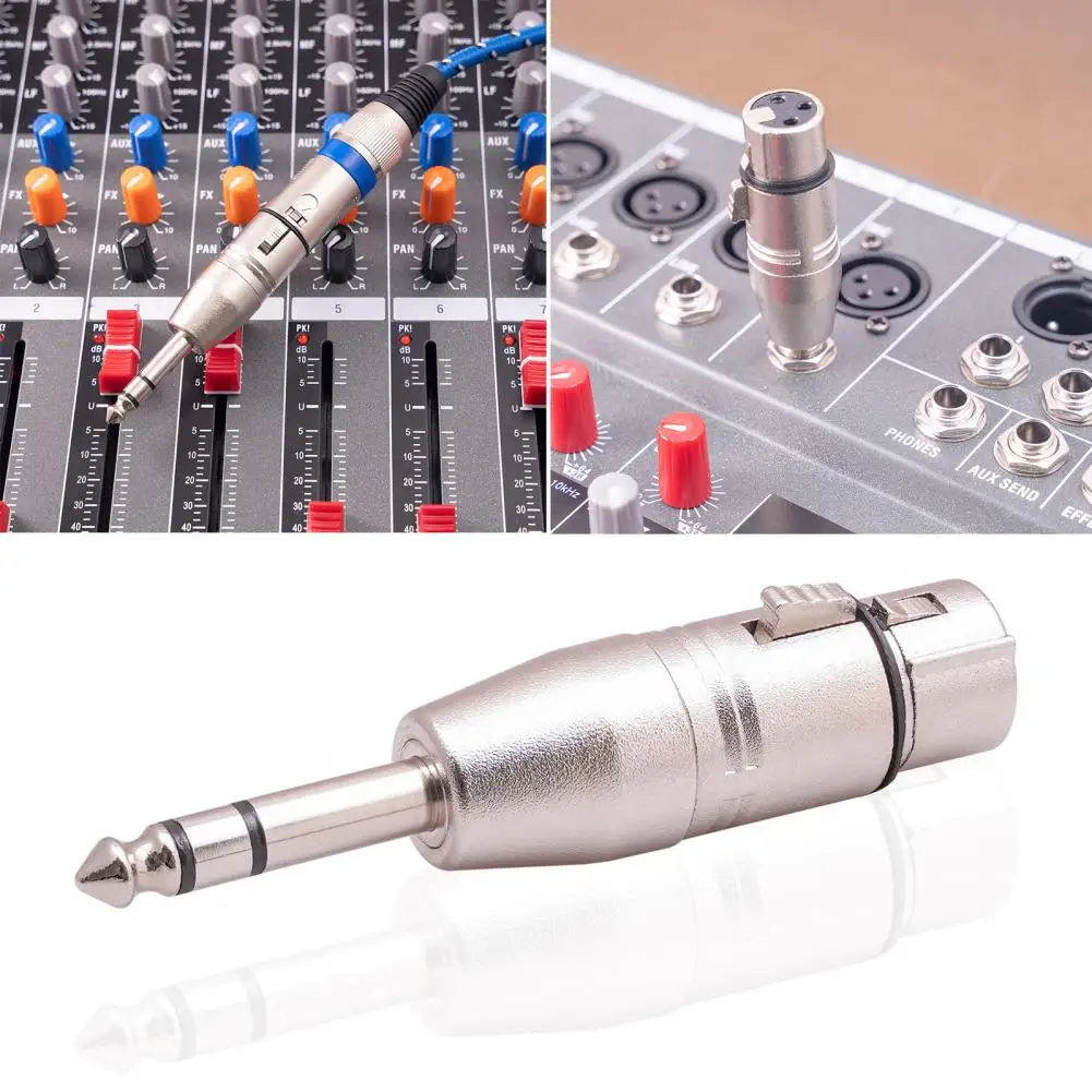 Plugue de áudio sólido, forte e resistente, concha de metal, alta estabilidade, 1/4 macho para xlr fêmea, adaptador de áudio, conversor de áudio, conexão