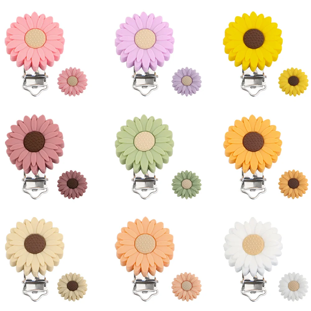 2/3/10Pcs Blume Silikon Perlen Daisy Schnuller Clip Food Grade Silikon DIY Baby Schnuller Kette Für schmuck Machen Focal Perlen