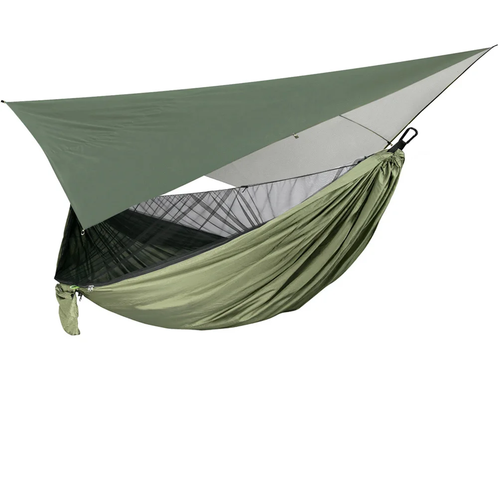 

Outdoor Hanging Bed Sleeping Swing Portable Mosquito Net Camping Hammock with Waterproof Sun Shade Canopy Tarp for 1~2 Person