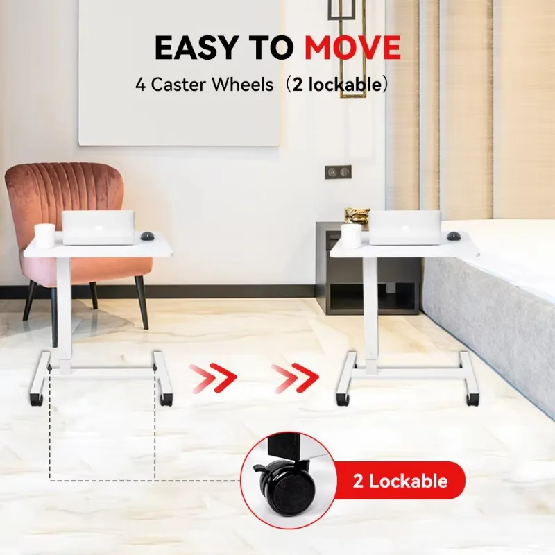 طاولة هوائية فوق السرير قابلة للتعديل مع عجلات للمستشفى الطبية المنقولة بجانب السرير طاولة عربة مكتب قائم متنقل #3