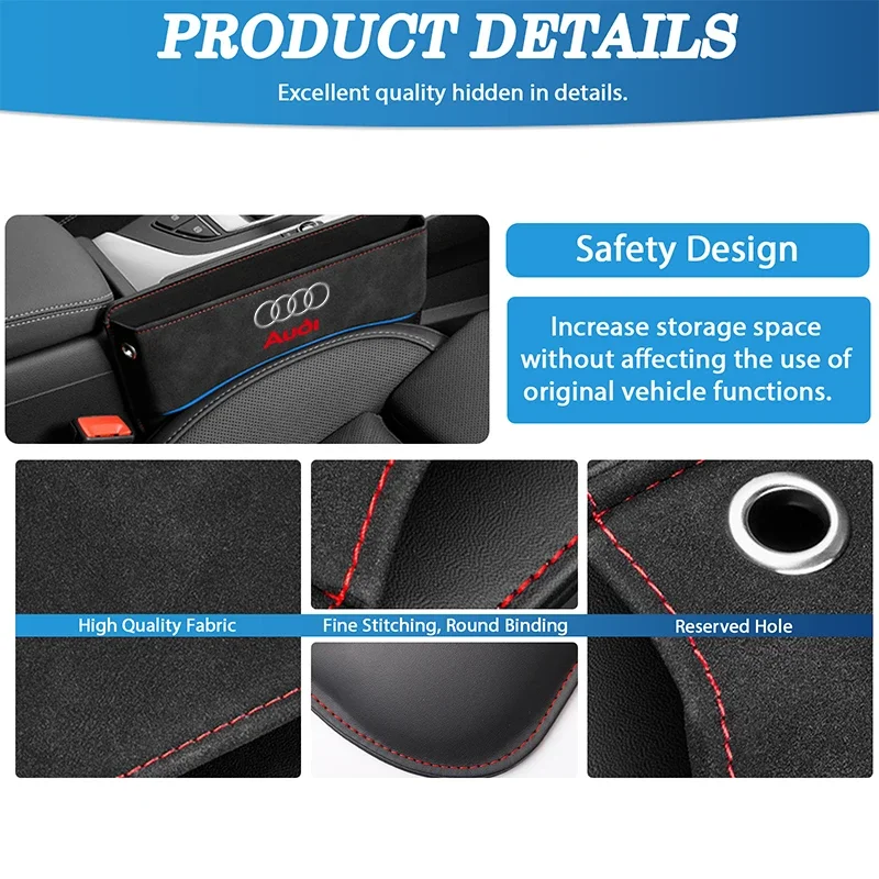 Car Seat Gap Storage Box Console Filler Stowing Tidying Case For Audi Sline A1 A3 A4 B6 B8 B9 A5 A6 A7 A8 Q2 Q7 Q3 Q5 Q8 R8 TT