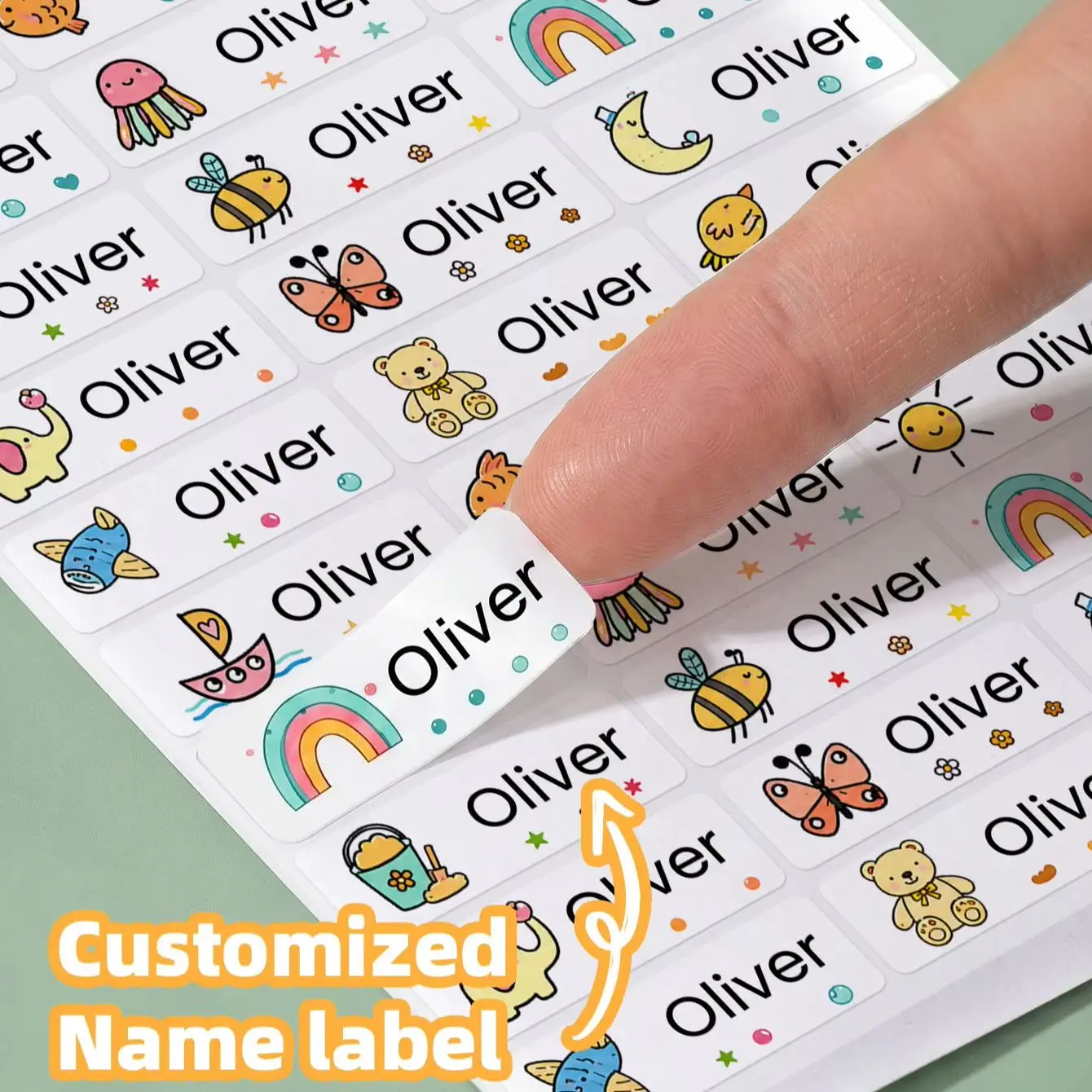 1-400PCS Waterproof Custom Cartoon Name Stickers with Personalized Text for Lockers, Binders, Clipboards, Gym Bags & Suitcases