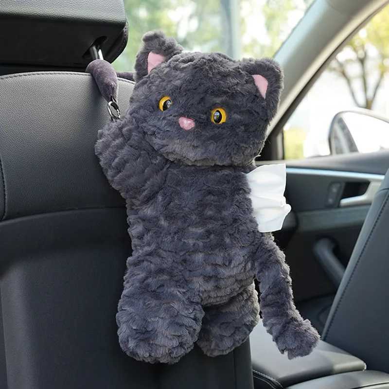 

Universal Car Tissue Box Soft Plush Cat Cartoon Cute Animal Car Seat Back Hanging Tissue-Bag For Car Auto Interior Accessories