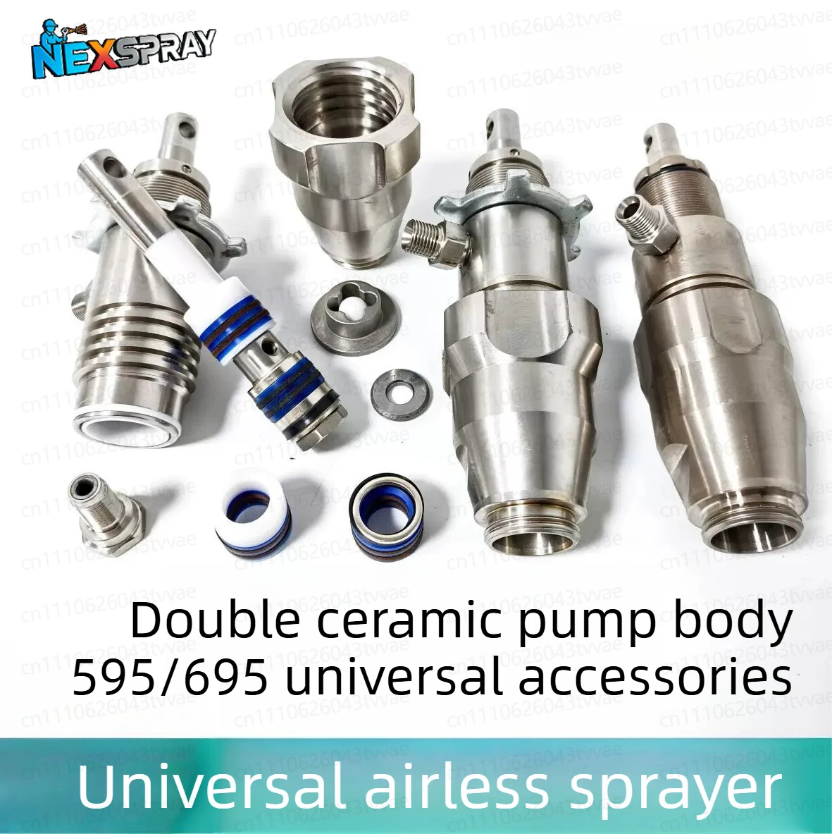 Airless Spraying Machine 595/695 Double Ceramic Pump Body Assembly Plunger Rod Sealing Ring Bottom Screw Tungsten Steel Pad
