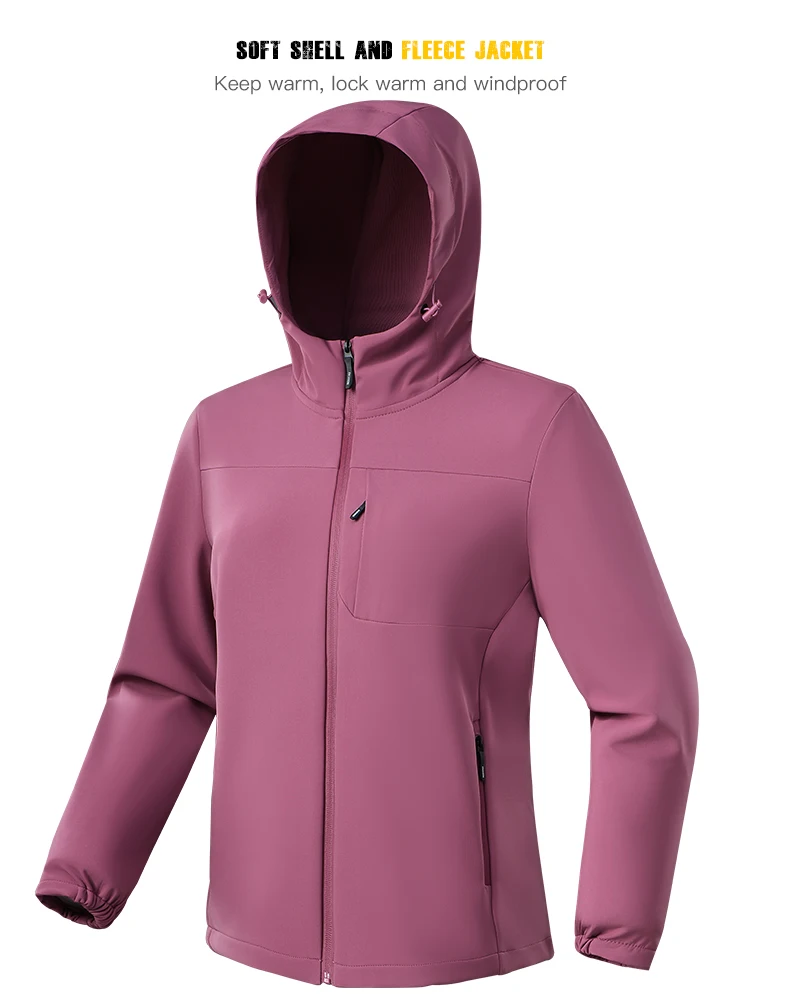 EUMERGX Winter-Softshell-Jacken für Damen, wasserdicht, winddicht, warme Fleecejacke, Wandern, Camping, Klettern, Outdoor-Thermomantel – Detail 14