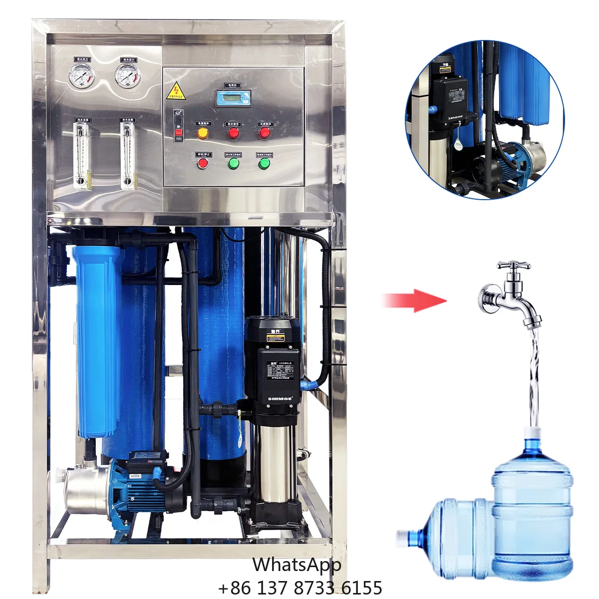 Reverse Osmosis & Water Softening System For Hotels 500L/Hour Removes Scale Impurities 1 Year Warranty 110V/220V Compatible