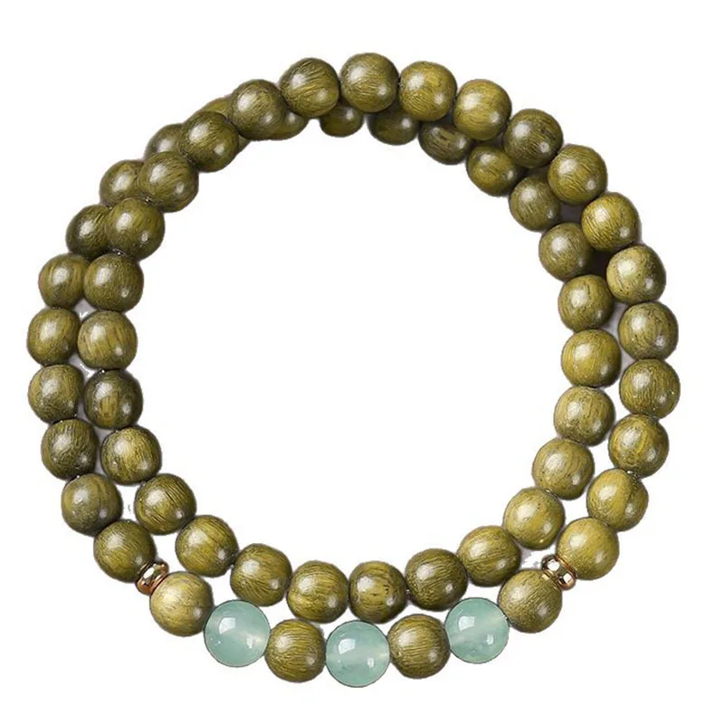 

Green Sandalwood Bracelets Unisex Traditional Wooden Prayer Beads Stackable Wrist Mala for Meditation and Collection Gifts