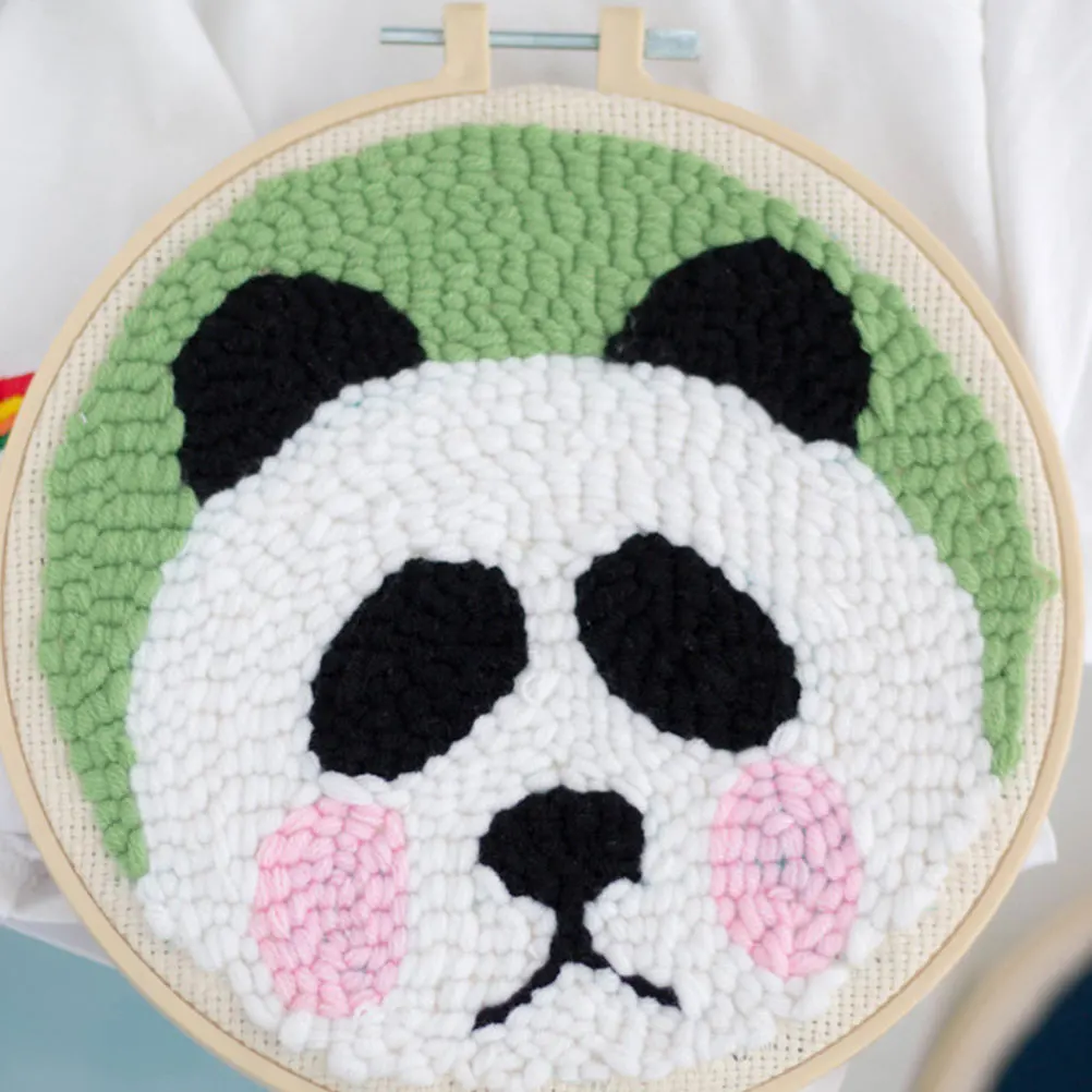 

1 set Punch Needle Embroidery Kit Kids Diy Craft Tools Panda Pattern Animal Cross Stitch Set Beginner Starter Hand Embroidery