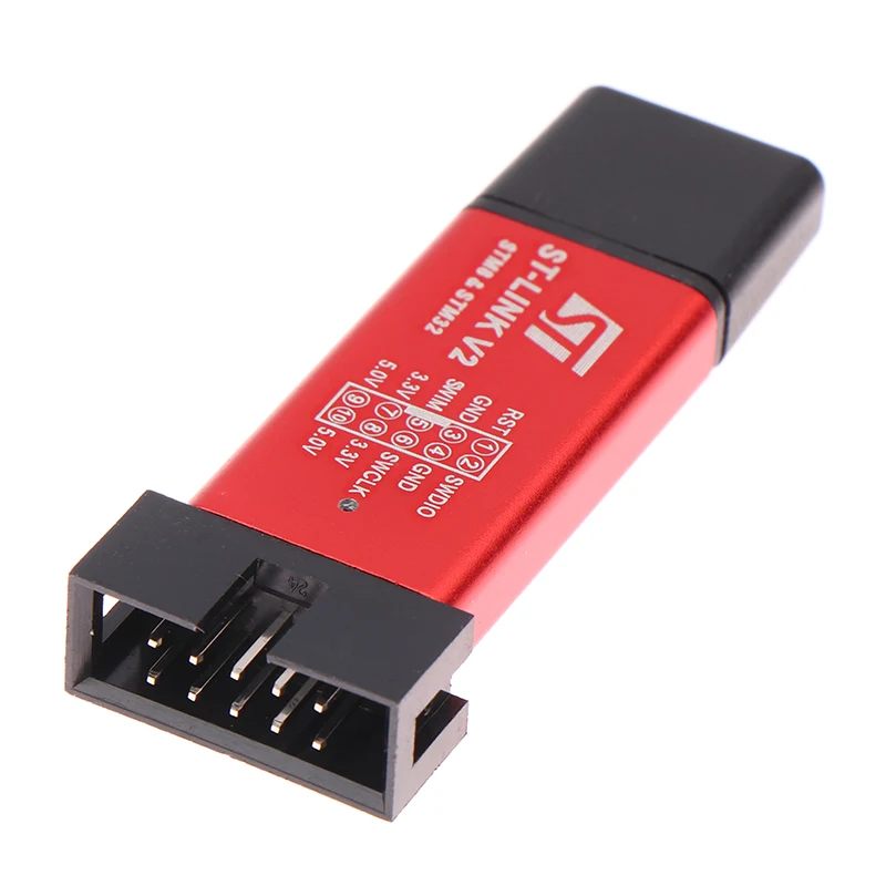 Мини-программатор ST-LINK V2 для STM8 STM32 с защитной крышкой и кабелем DuPont