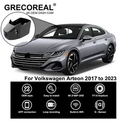 GRECOREAL 4K Dash Cam Front Rear 2160P WiFi Dual Dashcam APP Control Easy Install Plug Play Compatible with Volkswagen Arteon Vw