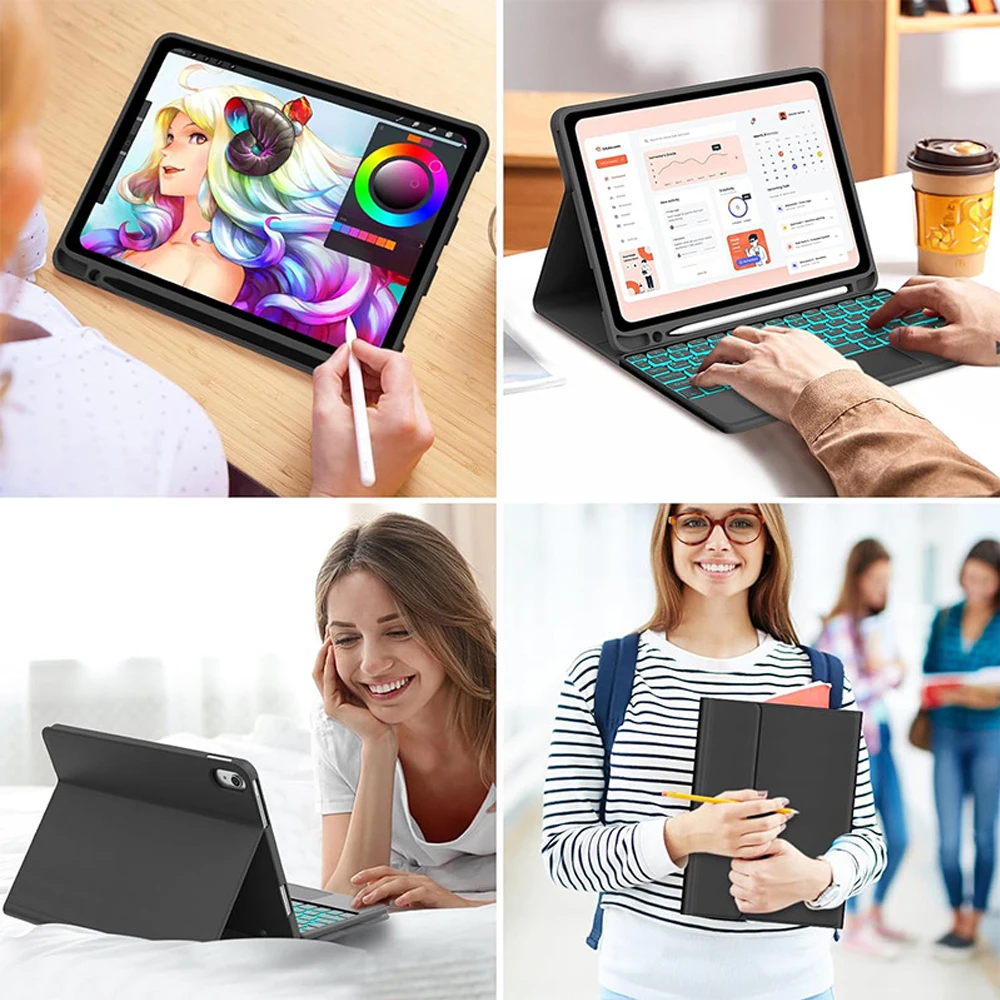 Capa para tablet para Samsung Galaxy Tab S10 FE Plus Capa para teclado de 13,1 polegadas para Galaxy Tab S10 FE Plus 13,1 polegadas (SM-X620/X626B)