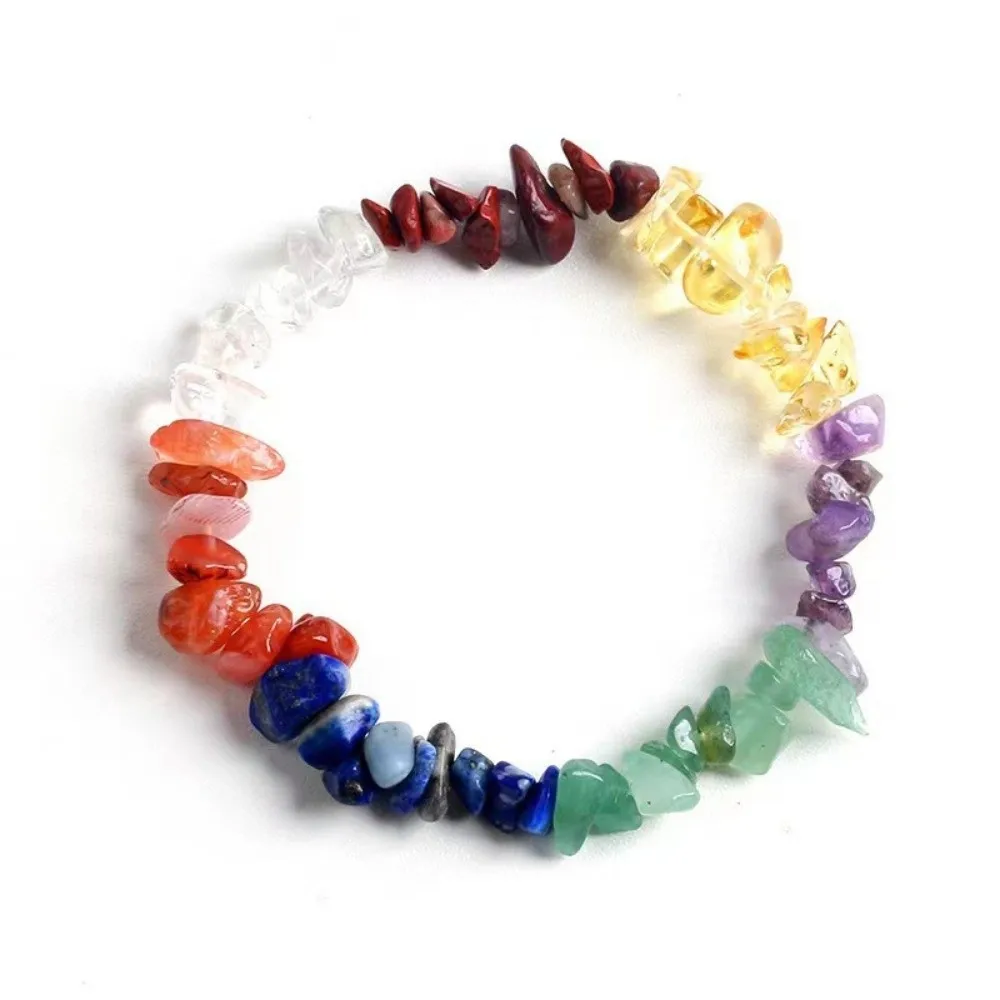 New Bohemian Irregular Stone Bracelets Stretch Band Purple Crystal Beaded Bangles Adjustable Chip Beads Wristband Jewelry