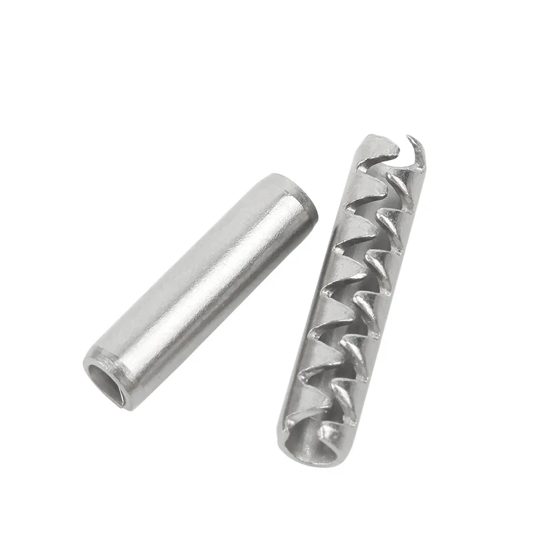 10~30Pcs Toothed Open Elastic Cylindrical Pins 304 Stainless Steel Serrated Elastic Pin M2 M2.5 M3 M4 M5 M6 Length 5mm~50mm