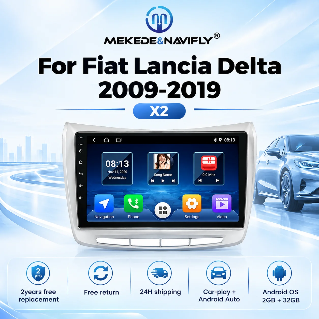 9 Inch Car Radio Stereo For Fiat Lancia Delta 2009-2019 Android OS Intelligent Car System Multimedia Player GPS Navigation WIFI