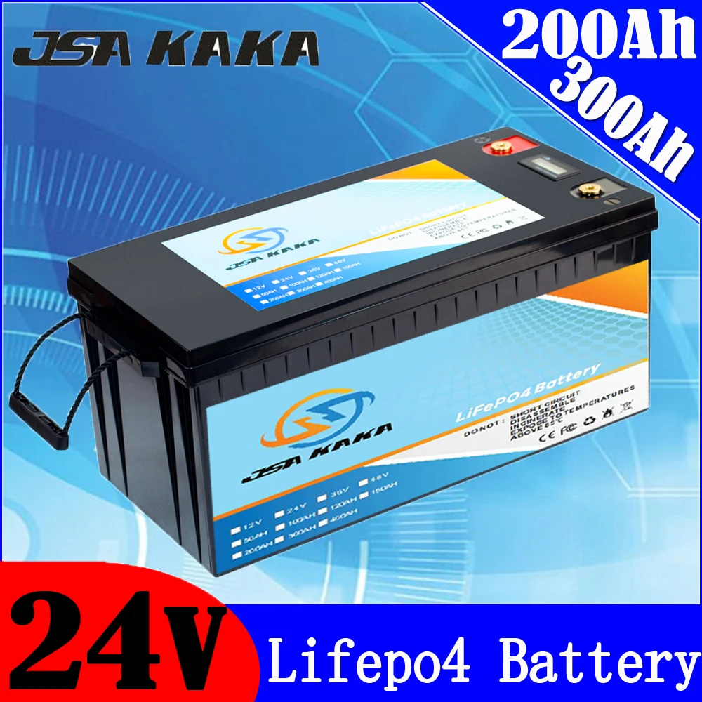 

24V 100AH 200AH 300AH LiFePO4 Battery For RV Campers Solar Energy Storage Off-Road Off-grid Boat Motor Golf Cart