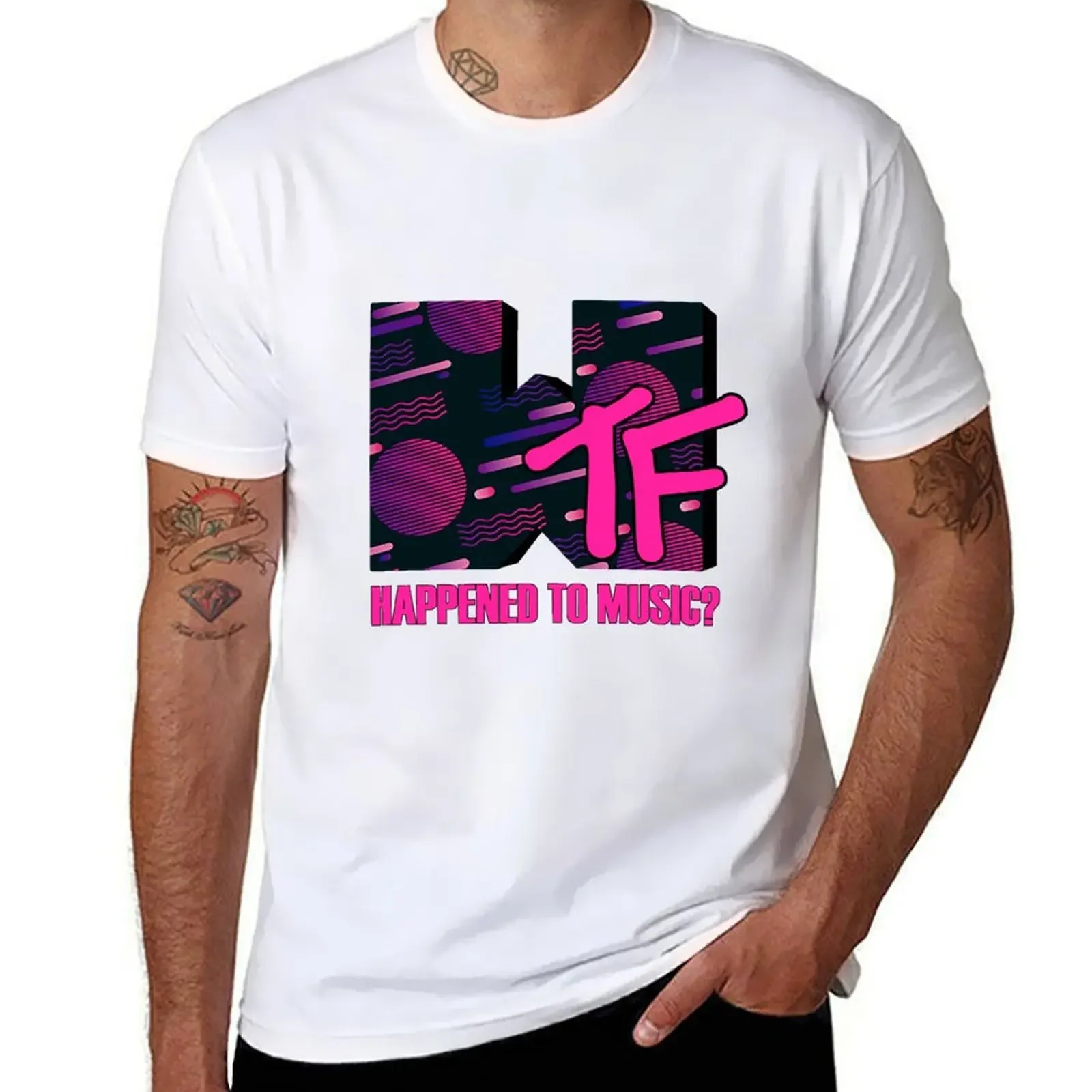 WTF Happened To Music MTV Style Logo 14 T-shirt Aesthetic clothing sublime mens cotton t shirts