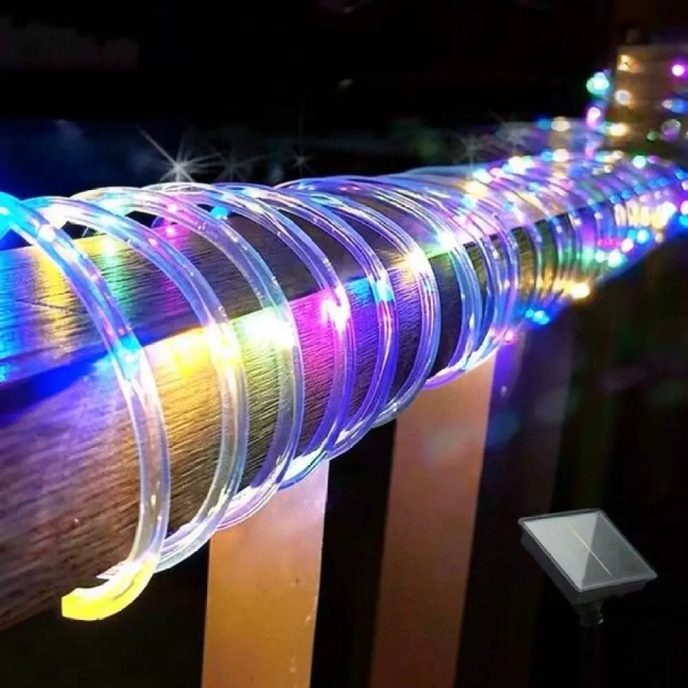 LED Tube Rope Light Solar Powered Outdoor Waterproof Flexible String Lamp For Garden Path Christmas Yard Decor