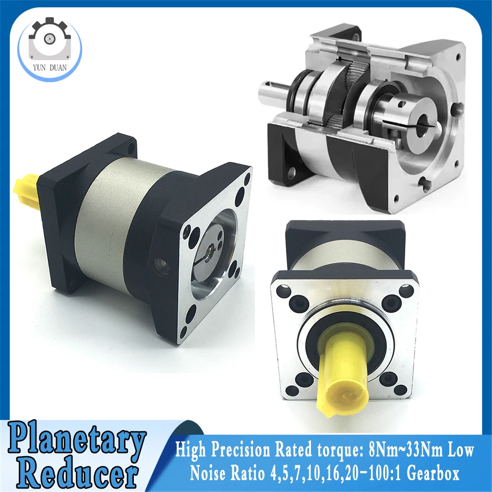 Nema23 علبة التروس الكوكبية 57 مللي متر محرك متدرج نسبة المخفض 5:1 10:1 تنحى والعتاد 6.35/8 مللي متر المدخلات 14 مللي متر رمح لآلة النسيج