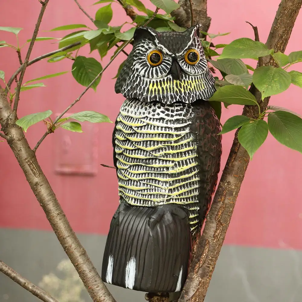 Realistic Fake Owl Decoy With Rotating Head For Garden Yard Outdoor Bird Deterrent Owl Sculpture Birds Repellent Pest Control view 4