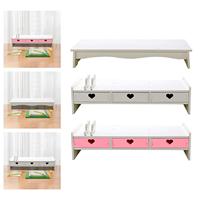Desk Computer Stand, Wooden Rack, Elevated Space Saving Accessories, Decorative Screen Stand, Laptop Holder for Home Computer