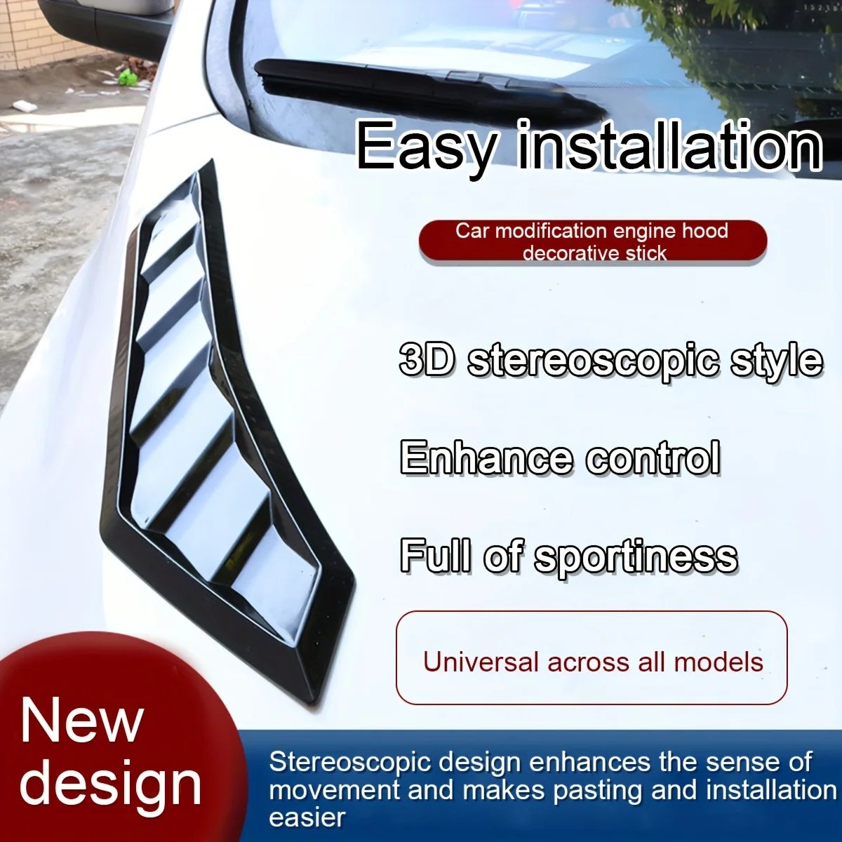 2pcs Car Modification Side Air Intake Hood Decorative Fender Fake Air Intake Stickers Wing Blade Fenders