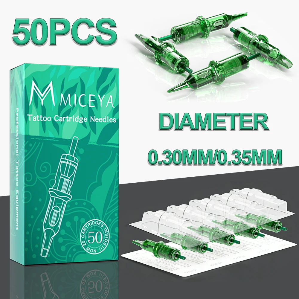 

Иглы для тату-машинок MICEYA Green Sterilized Disposable Tattoo Cartridge Needles, 50 шт., смешанные иглы для лайнера и шейдера, запчасти для тату-машинок RL RS RM M1
