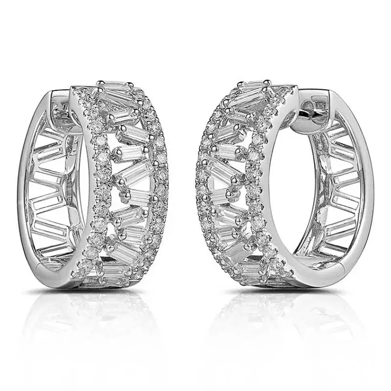 Huitan Hohldesign Damen-Creolen Geometrische Modeaccessoires für Partys mit Glänzenden CZ-Steinen Vielseitiger Schmuck für den Alltag