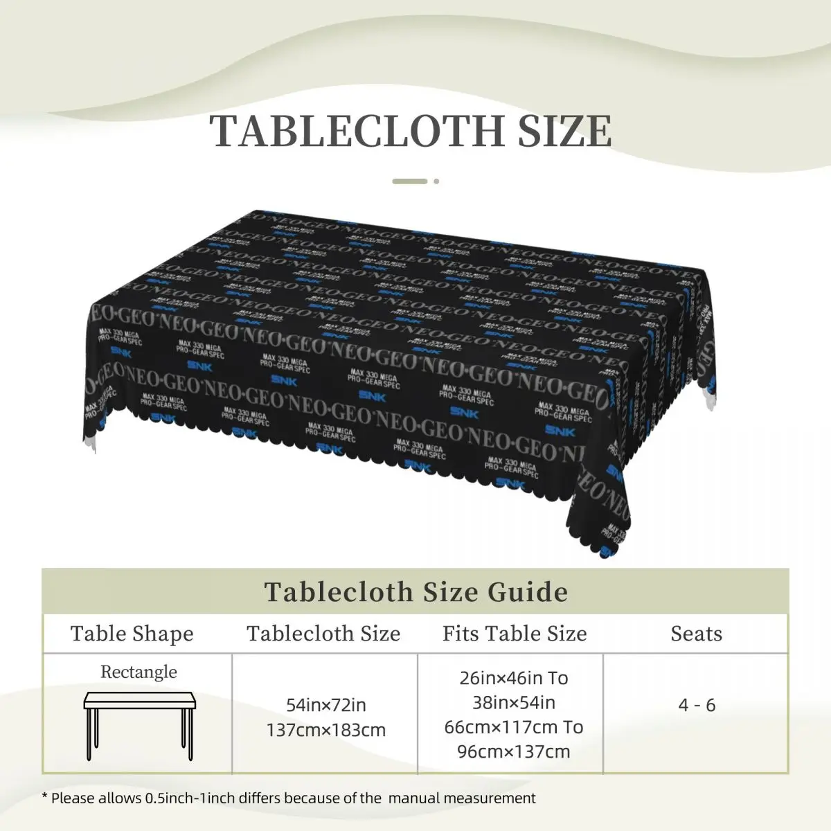 Neo Geo Logo Neogeo Arcade Customized Rectangular Tablecloth Waterproof Table Cover for Festival Party Decorations Table Cloth