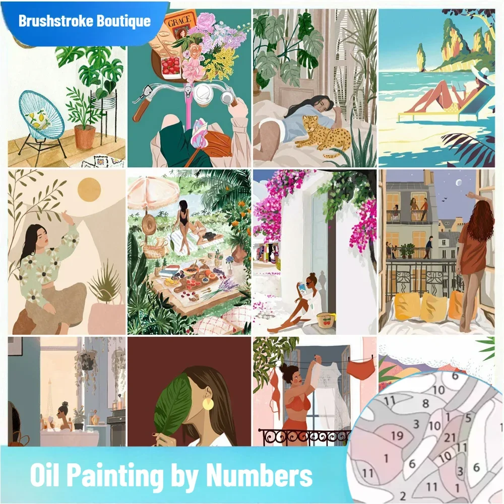 

Картина по номерам, женщина, рисунок на холсте, ручная роспись, художественный подарок, картины по номерам, наборы для девочек-цветочниц, украшение дома