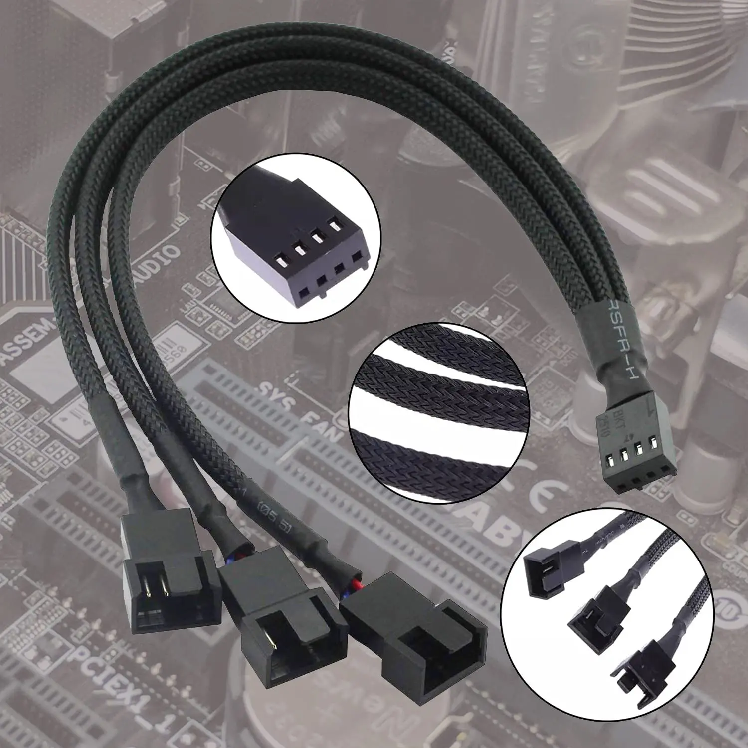 New 4 Pin Pwm Fan Cable 1 To 4/3/2/1 Ways Splitter Black Sleeved 27cm Extension Cable Connector Pwm Extension Cables