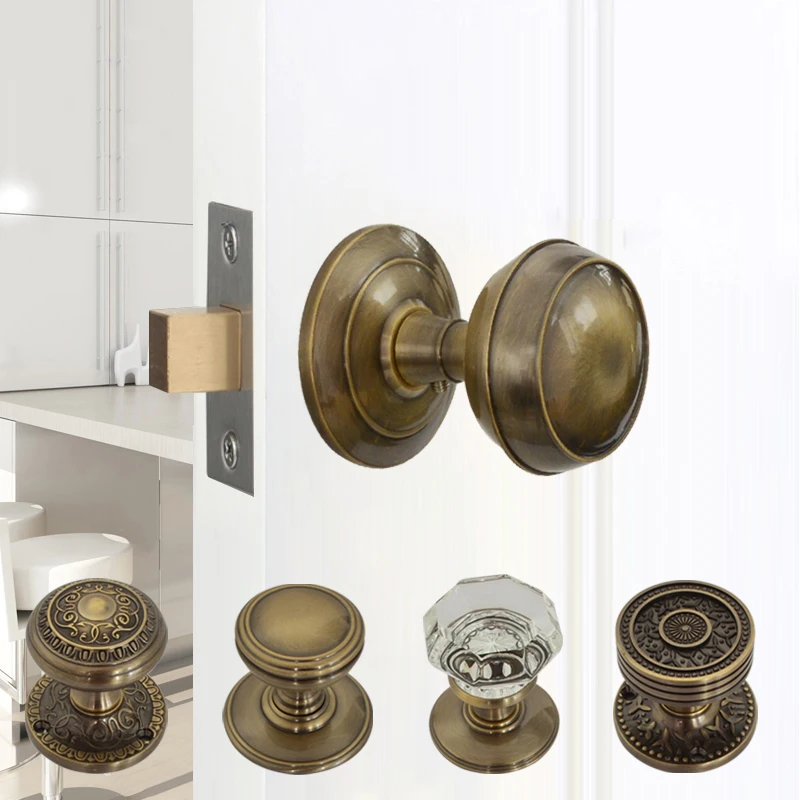 Brand New Solid Brass European Antique Door Knobs Invisible Hidden Background Wall Single-side Door Knobs Lock Keyless