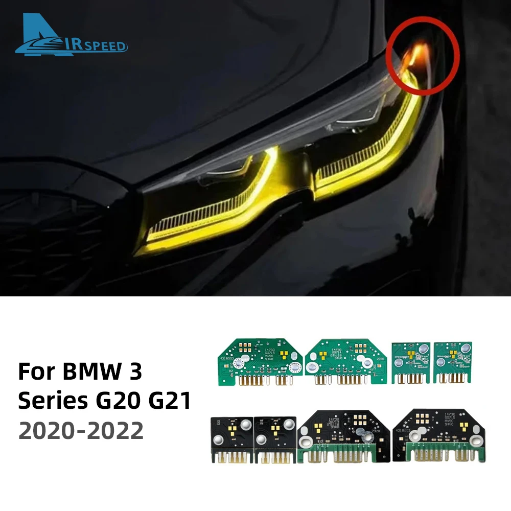 

Светодиодные панели DRL для BMW 3 серии G20 G21 2020-2022 320i 330i Адаптивные фары дневного света Ангельские глазки лимонно-желтый