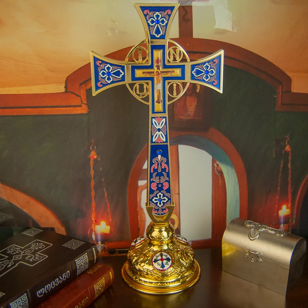 Orthodoxes Kreuz aus Zinklegierung, 7,5 Zoll, stehendes Jesus-Kreuz, religiöses Geschenk, Bibelzubehör, Kirchendekoration, Sammlerstück – Detail 6