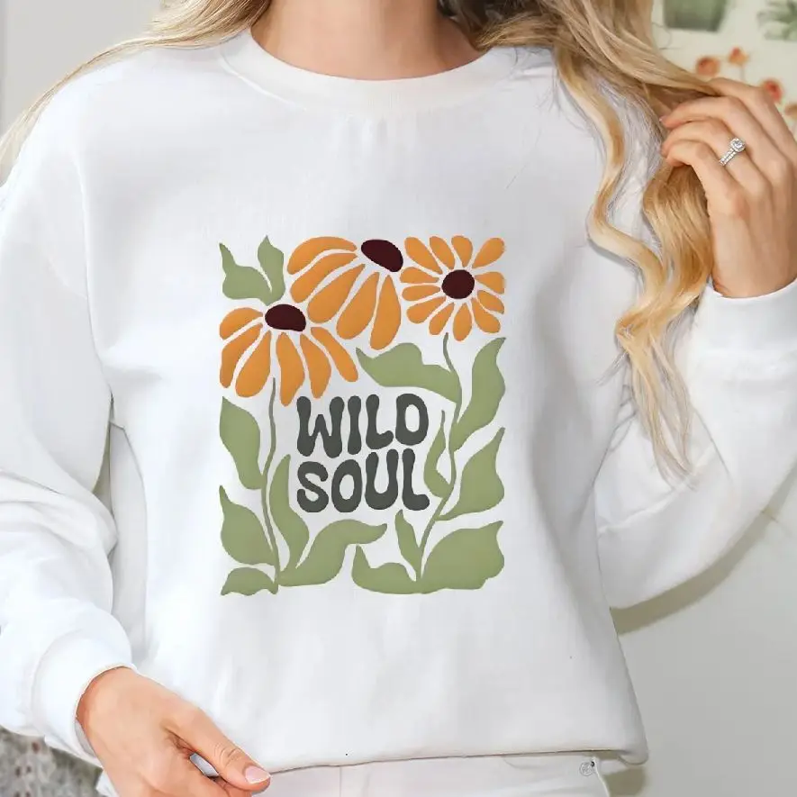 

Flower Elements Korean Style Y2k Hoodie Women Oversized Sweatshirt Hand Painted Art Graphic Print Cozy Fleece Warm Winter 2025
