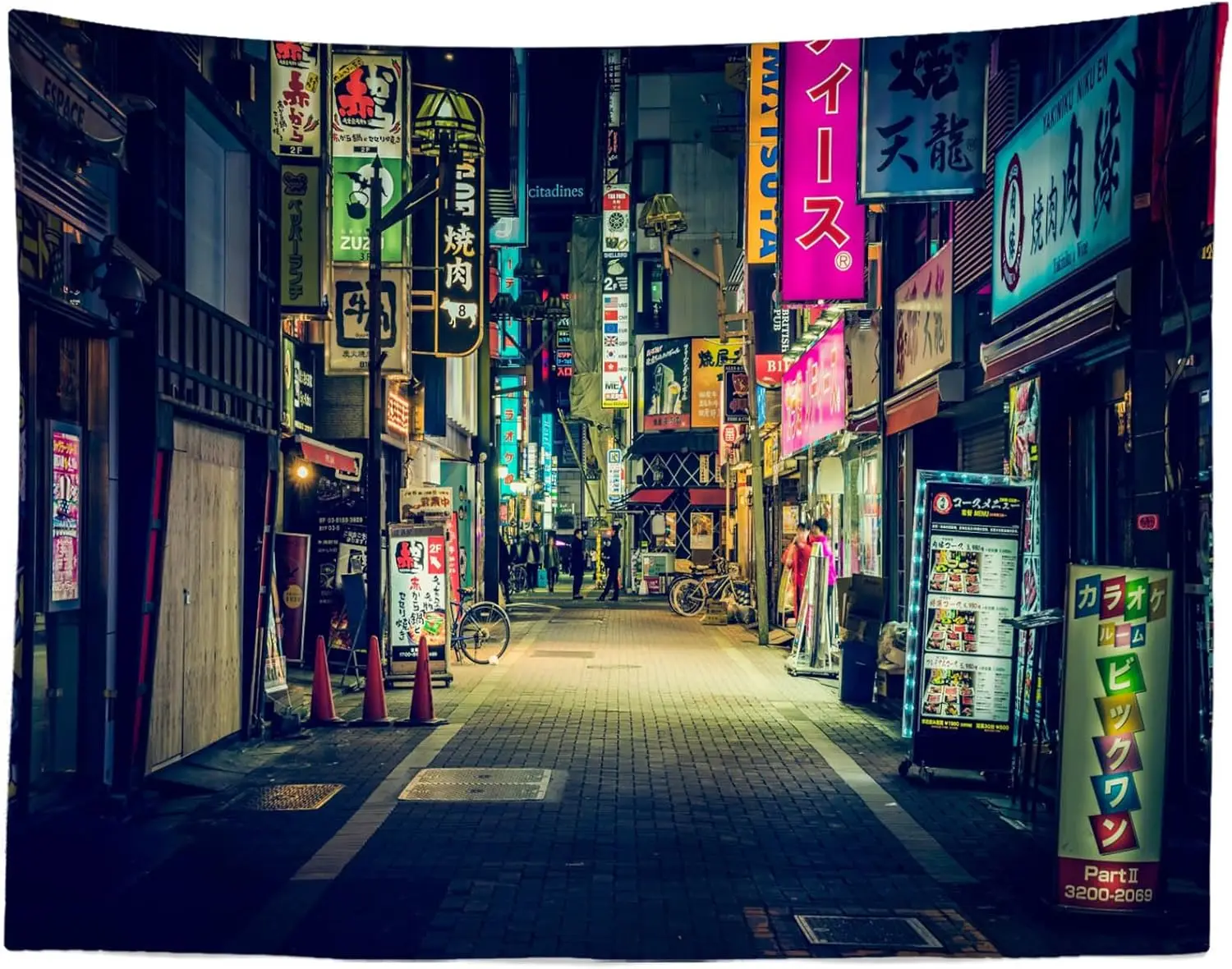 Large Neon City Street Tapestry Wall Hanging Anime Japanese Tokyo Urban Art Backdrop Home Decor Poster Print Canvas Decoration