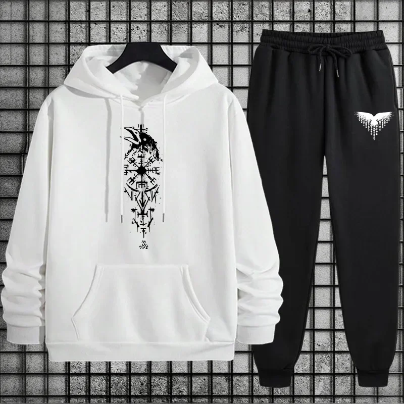 2025 Vendita calda Tuta da uomo Felpa con cappuccio Pantaloni sportivi 2 pezzi Set Felpa casual urbana Tuta da jogging Autunno/inverno Moda Abiti con cappuccio