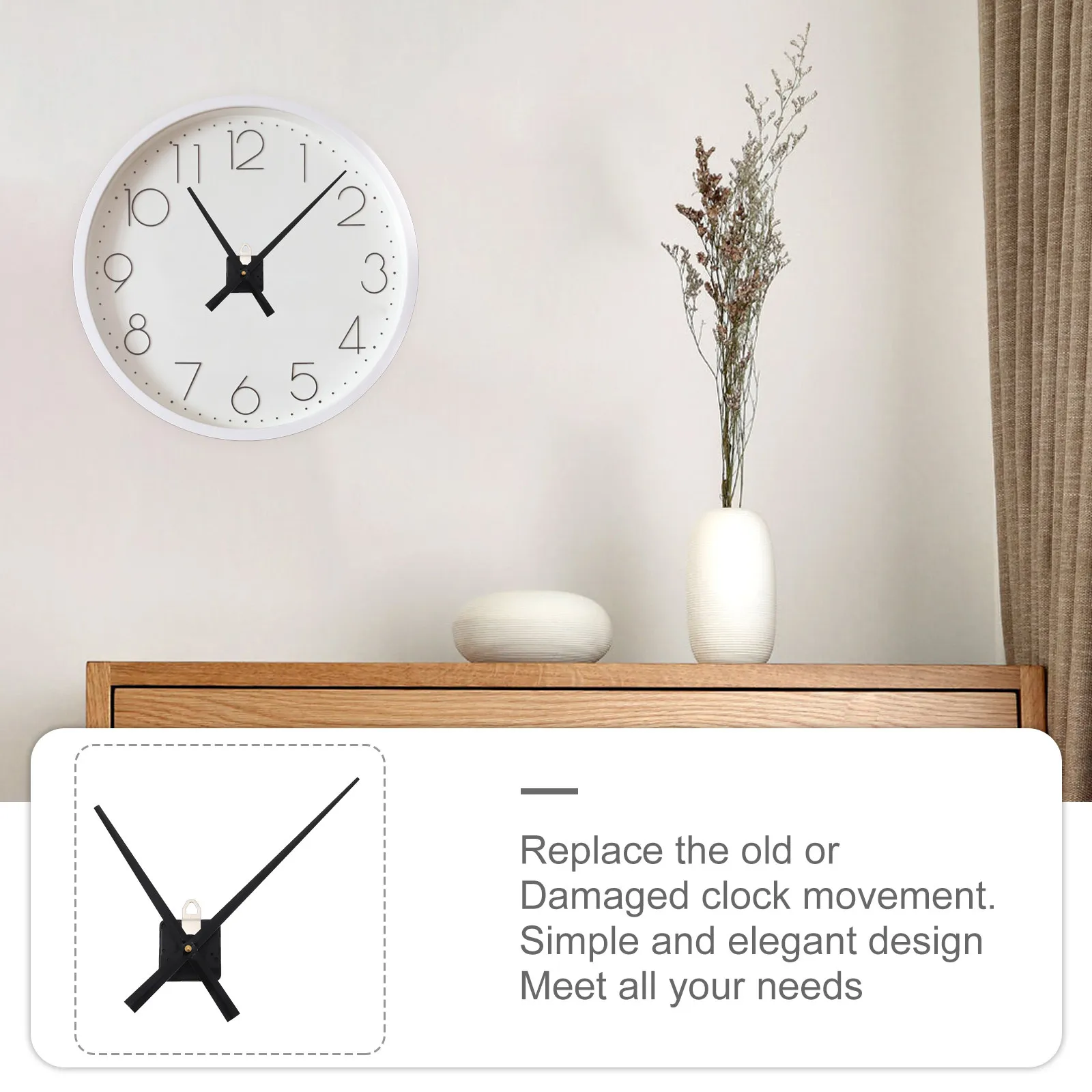 1Set Precision Quartz Clock Movement Set Silent Operation Sturdy Construction Easy Install for Hanging Clocks Clock Movement