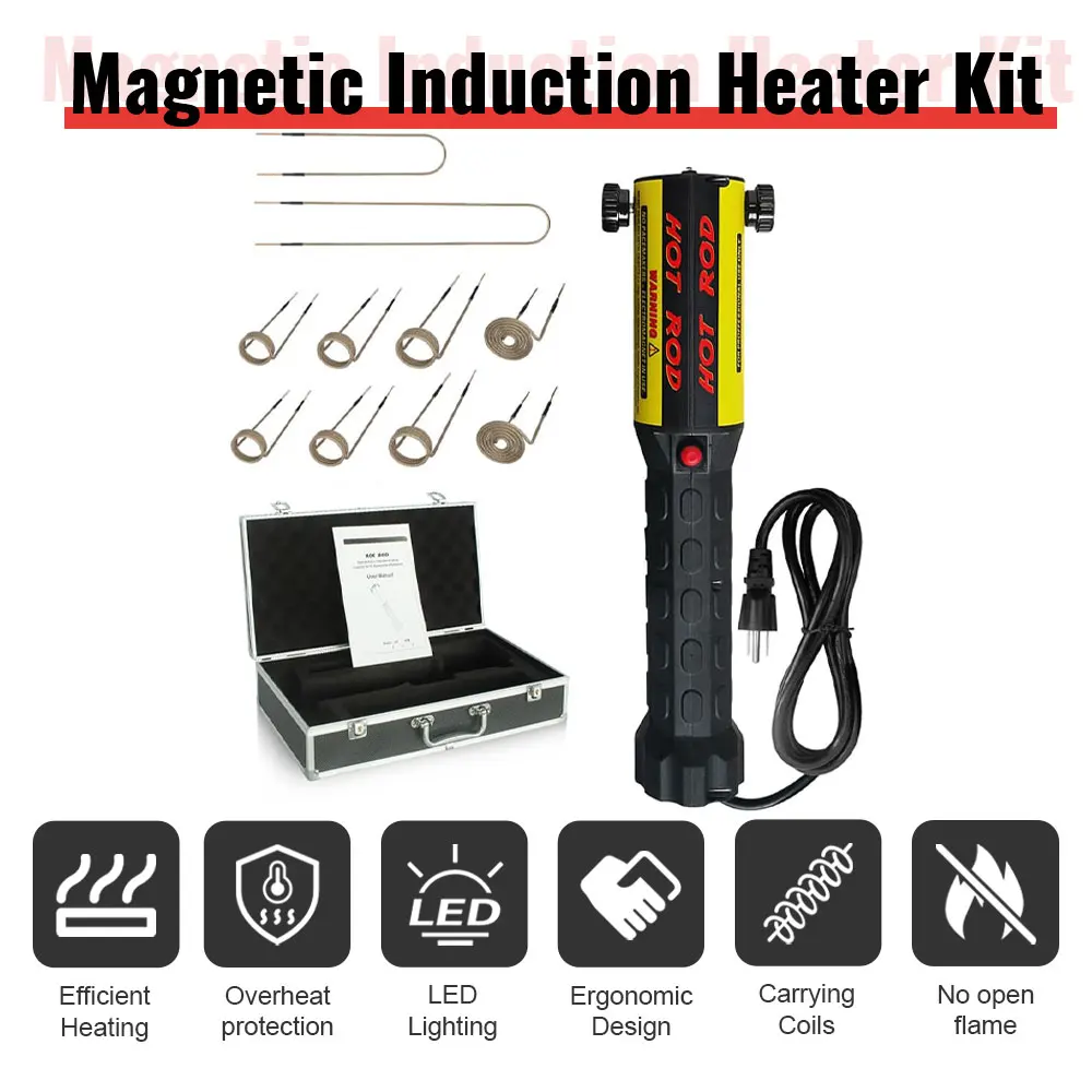 

Solary Heat Induction Tool - 1000W 110V Handhled Inductive Bolt Heater with 10 Coils, Rusty Screw Removing Tool