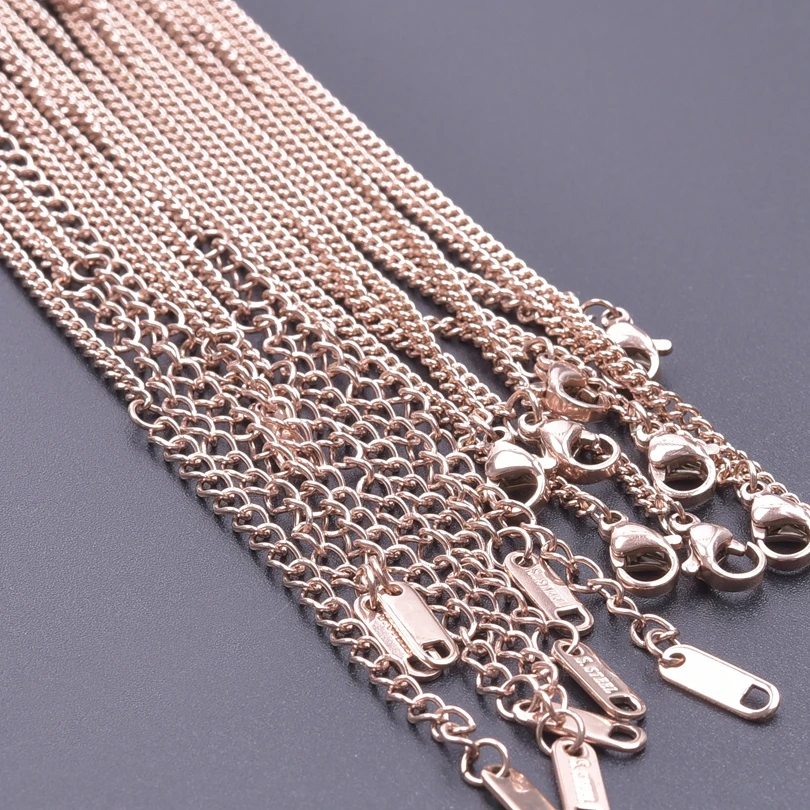 Rainbow/Black/Rose Gold/Silver/Gold Color 40+5cm Link Chain Necklaces For Women Men Accessories Fashion Jewelry On The Neck Gift