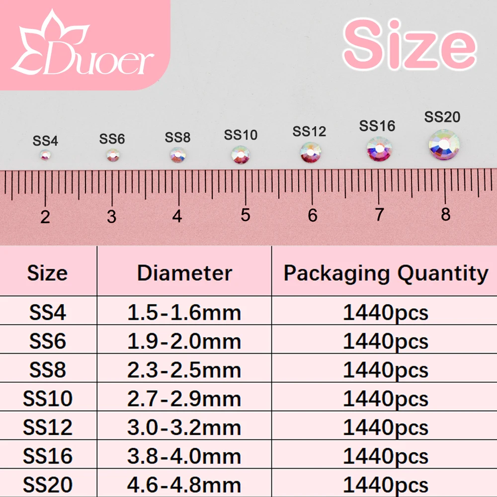 DUOER Multiple Colors Rhinestones 5A Glass High Quality Gold Flatback Crystal Strass Stone