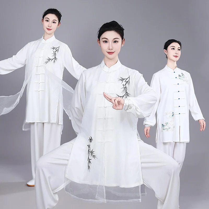2025 Embroidered Tai Chi Suit, Team Competition & Practice Set for Spring/Autumn Performance, Unisex Training Uniform