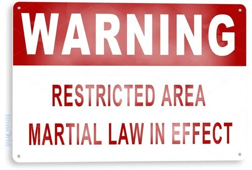 TIN SIGN Warning Martial Law The Division Video Game Metal Sign Decor C511