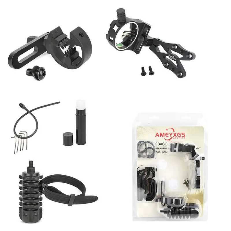 AME Compound Bow Acc Set RH CNC Five-pin Sight Brush Arrow Rest String Wax Shock Absorber Wristband D loop Rope Cable Peepsight