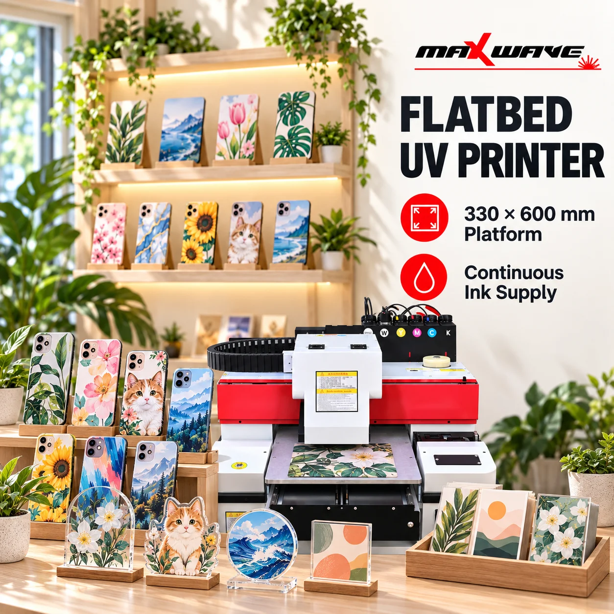 Desktop UV Flatbed Printer 330 x 600 mm for Personalized Gifts and Accessories