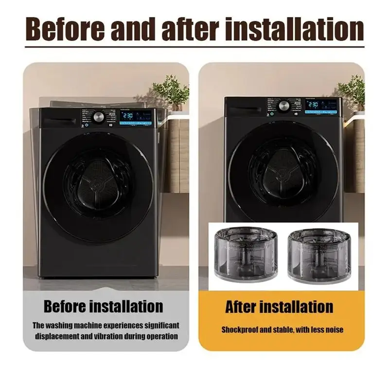 B59B 4 Pcs Washing Machine Feet Pads, Anti Vibration Shock Noise Cancelling Mat for Washer Dryer, Non Slip