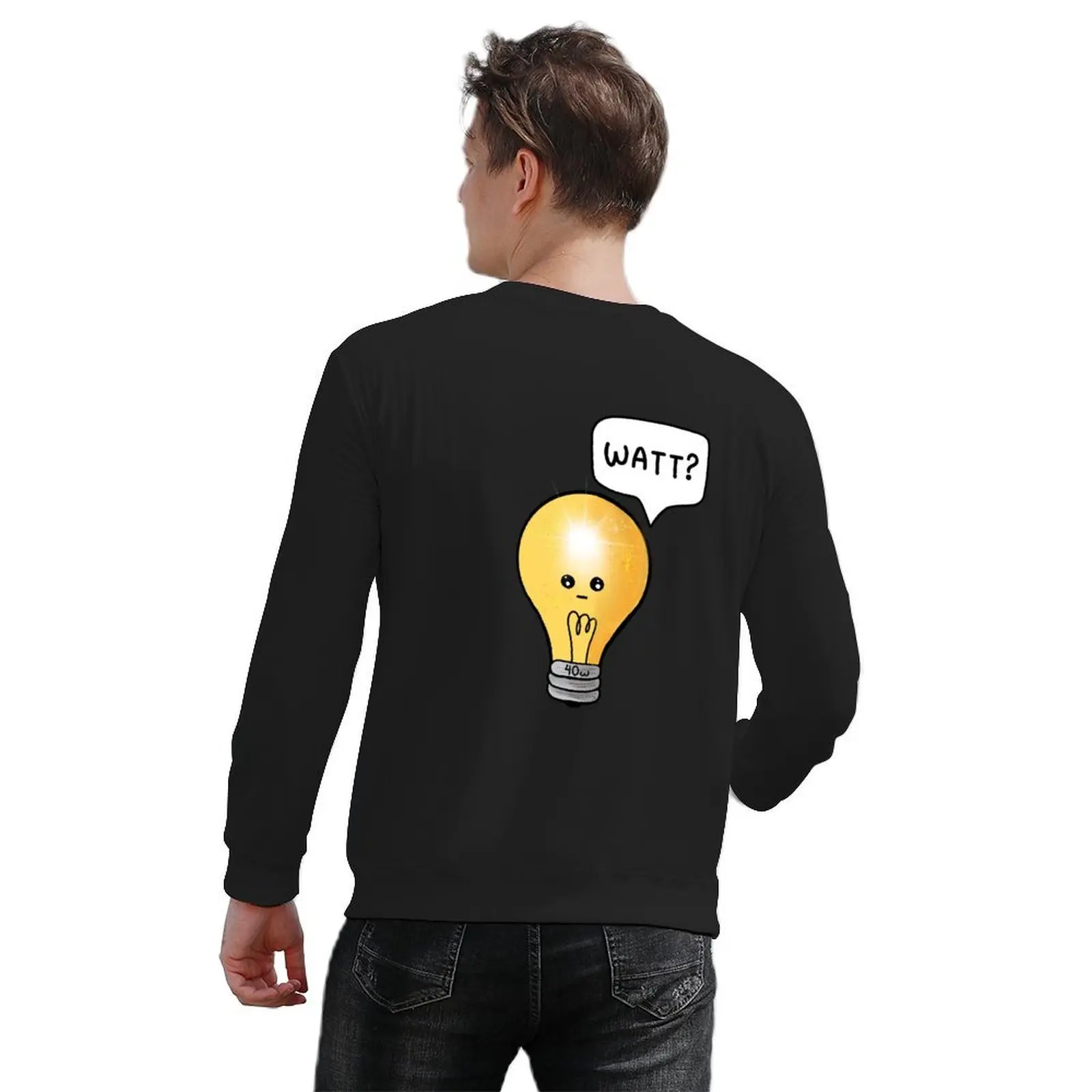 WATT? - Punny Kawaii Light Bulb Humour Pullover japanese style men's clothing korean clothes oversize sweatshirt