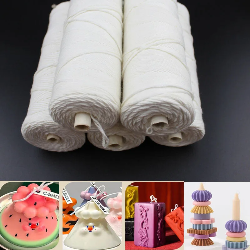 21/50 Strands Tightly Woven Candle Wicks Absorbent Cotton Smokeless Scented Wax Wicks DIY Candle Making Supplies