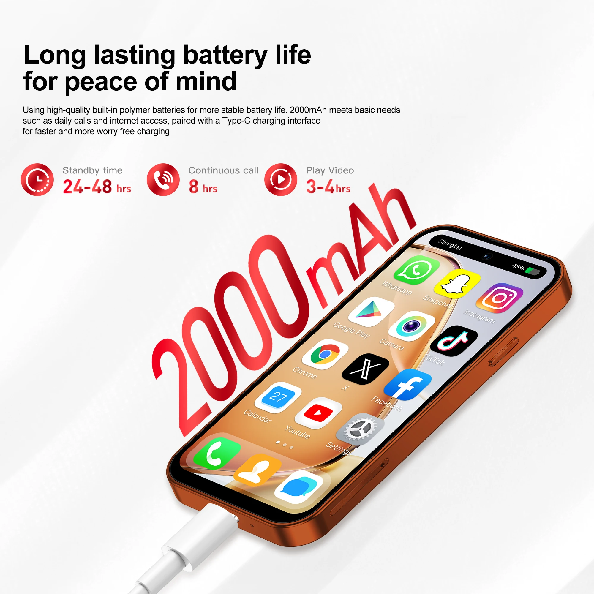 Smartphone Mini Android SERVO S4 PRO 4G LTE 16GB ROM Download de APP Hotspot WiFi 4.0 polegadas Pequeno e Fofo Dual SIM Standby