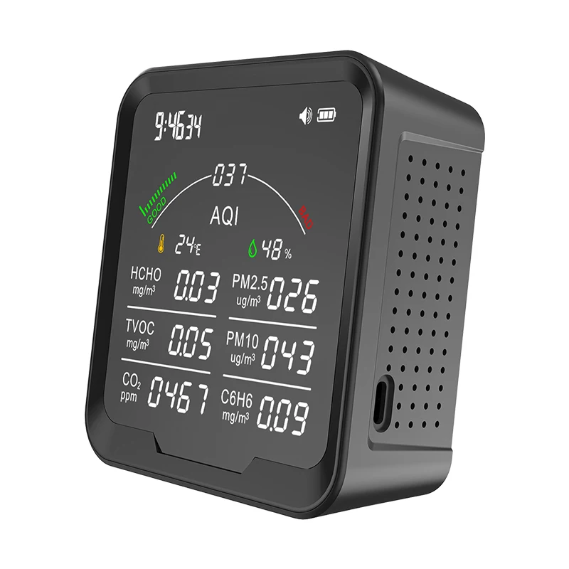 Portable 6 in1 Gas Detector with Alarm Portable Multi Gas Detector Model TH-9B MULTI-FUNCTION AIR QUALITY DETECTOR